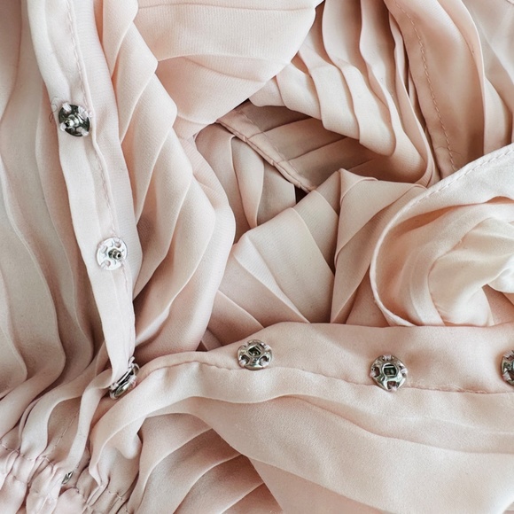 Elizabeth and James | Pale Pink Peplum pleated blouse vintage sz XS - Picture 7 of 16